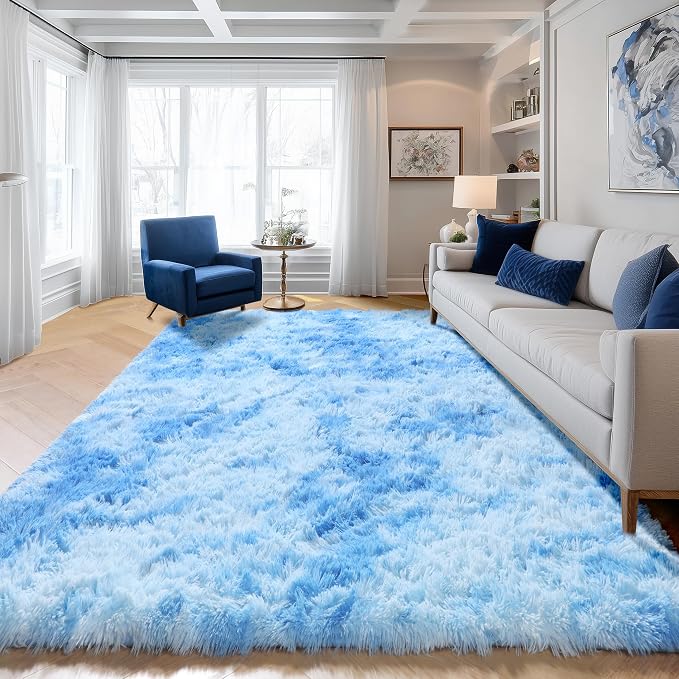 Area Rugs for Bedroom Living Room, Fluffy Fuzzy Shag Shaggy 4x6 Bedside Tie-Dye - Image 7