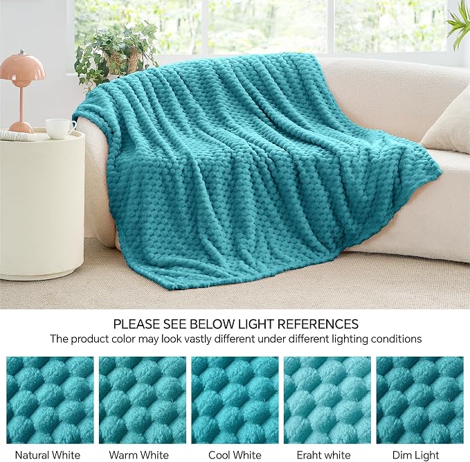 BEDELITE Teal Twin Blanket for Couch, Soft Cozy Gifts for Women, 60 * 80 | 3D - Image 8