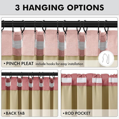 MIULEE 100% Blackout Linen Curtains 42 x 96 Inch Blush Pink 2 Panels | Thermal - Image 5