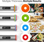 Adjustable Stainless Steel Rolling Pin with 4 Dough Thickness Rings & Non-Stick Red Pastry Mat – 17" Professional Tool for Baking Pizza, Pasta, Cookies & Pie Crusts