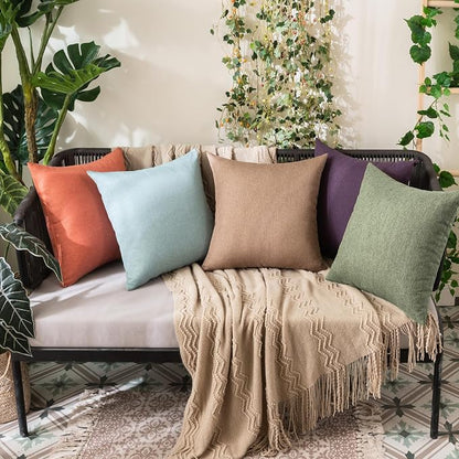 MIULEE Pack of 2 Decorative Outdoor Solid Waterproof Throw Pillow Covers Spring - Image 4