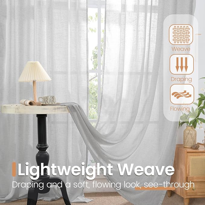 BGment Light Grey Linen Curtains 80 Inch Length - Image 4