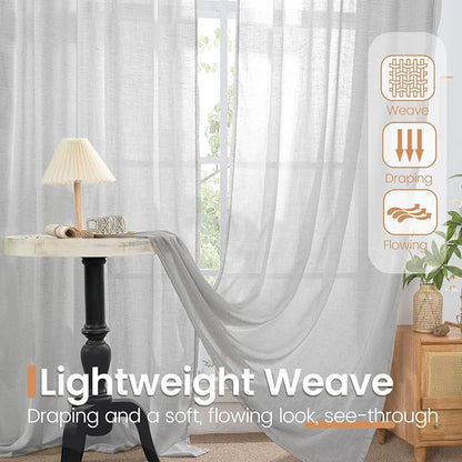 BGment Light Grey Linen Curtains 63 Inches Long - Image 4