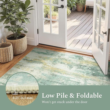 Rugflix 8x10 Area Rugs for Living Room, Washable Light Green Large Rug | - Image 5