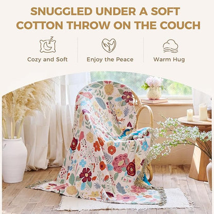 LUTBM Boho Throw Blanket for Couch Sofa Chair Cotton Summer Blankets for - Image 4
