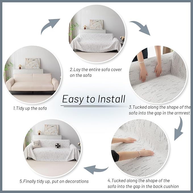 MYSKY HOME Boho Couch Cover White Sofa Covers - Image 7