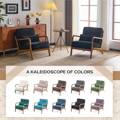 VINGLI Chenille Mid-Century Modern Accent Chair Set of 2, Cute Reading Arm Chair - Image 7