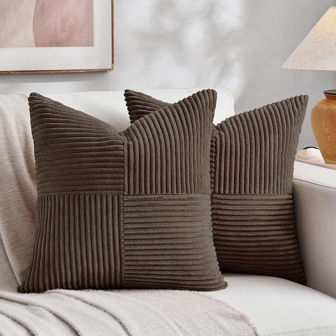 Fancy Homi 2 Packs Dark Brown Euro Decorative Throw Pillow Covers 28x28 Inch by Fancy+Homi