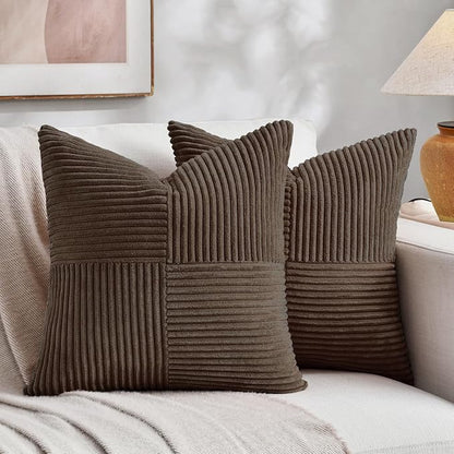 Fancy Homi 2 Packs Dark Brown Decorative Throw Pillow Covers 16x16 Inch by Fancy+Homi