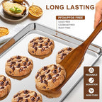 Baking Sheet Set of 2, Commercial Grade Stainless Steel Cookie Sheets for Baking, 17.5''x13'' / 15.7''x12'', Thicker and Firmer Baking Pans Set, Rust & Warp Resistant & Nonstick, Nontoxic & Heavy Duty
