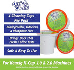 Quick & Clean 4-Pack of Cleaning Cups + 2 Filters with Descaler Bundle (2 Total Uses) - 2.0 Compatible, Descaling Solution for Keurig, Nespresso, Ninja, Delonghi, All Coffee and Espresso Machines…