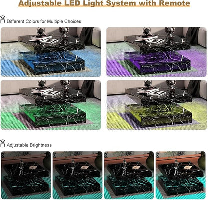HedoAjim Black Marble LED Coffee Table - Image 6