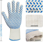 DEYAN Heat Resistant Oven Gloves 932°F | Silicone Non-Slip Mitts with Fingers | Flexible for Baking, BBQ, Grilling | Machine Washable (White, 1 Pair)