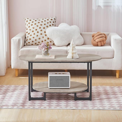 HOOBRO Coffee Table for Living Room, Oval Small Coffee Table - Image 5