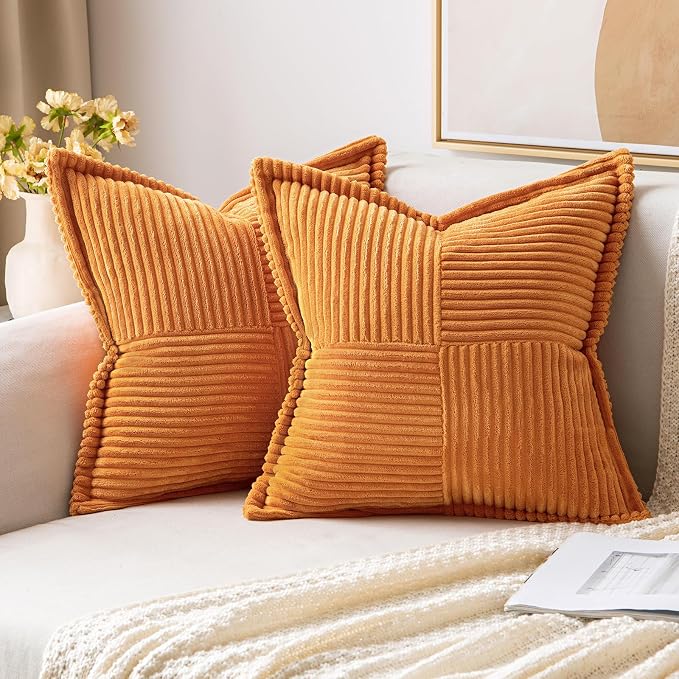 MIULEE Fall Burnt Orange Decorative Throw Pillow Covers 16x16 Inch 2 Pack | by MIULEE