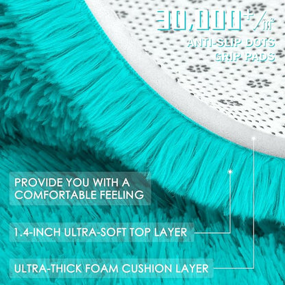 OLANLY Teal Blue Round Rugs for Bedroom - Image 7