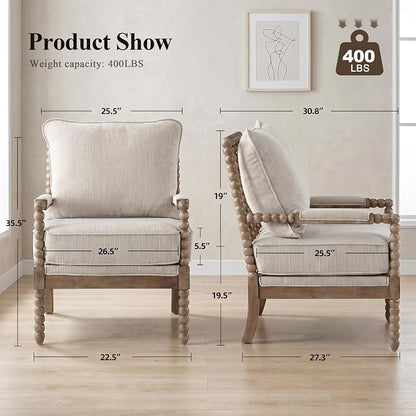 DUHOME Linen Fabric Spindle Accent Chair - Image 2