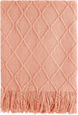 BOURINA Orange Throw Blanket 50x60 Inches Throw Textured Solid Soft Sofa Couch by BOURINA
