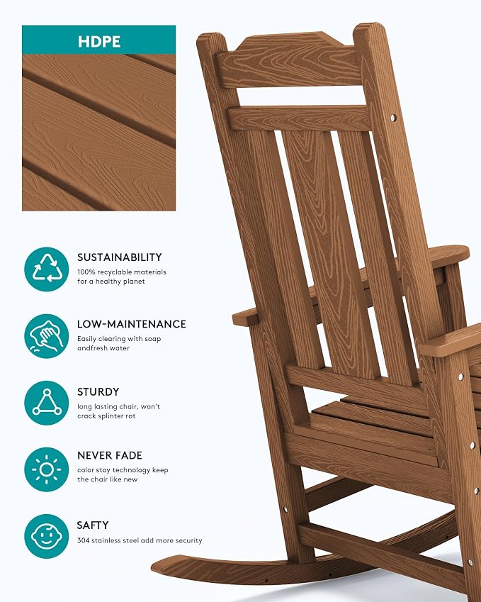 SERWALL HDPE Outdoor Rocking Chair - Image 4