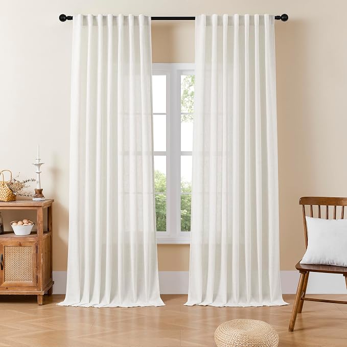 Joydeco Linen Curtains 84 Inch Length 2 Panels Set by JOYDECO