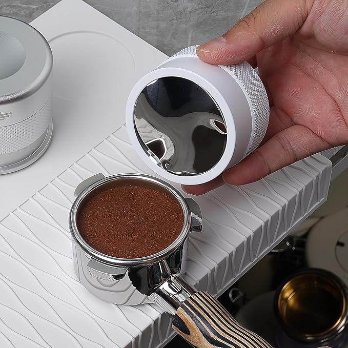 IKAPE 51MM Coffee Distributor, Gravity Adaptive Espresso Distributor Fits All 51MM Espresso Portafilter, Compatible with 51MM Delonghi Bottomless Portafilter (White)