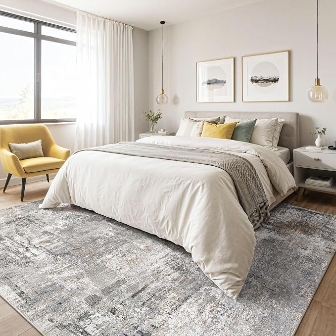 LOONGRUG Area Rug 5x7 Washable Neutral Modern Living Room Rugs Grey Rust | - Image 4