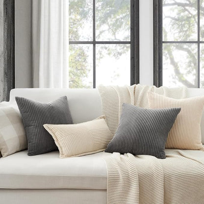 Topfinel Dark Grey Throw Pillow Covers Set of 4, Soft Velvet Modern - Image 2