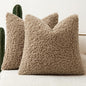 Faux Fur Throw Pillow Covers 20x20 Inch Set of 2 Boucle Neutral Decorative by Woaboy