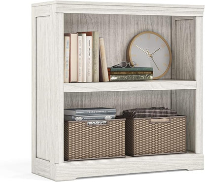 LINSY HOME 2-Tier Bookcase and Bookshelf, Small Wood Display Storage Shelves by LINSYHOME