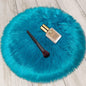 1.3ft Small Round Blue Rug, Thick Furry Fluffy Carpet by TENNOLA