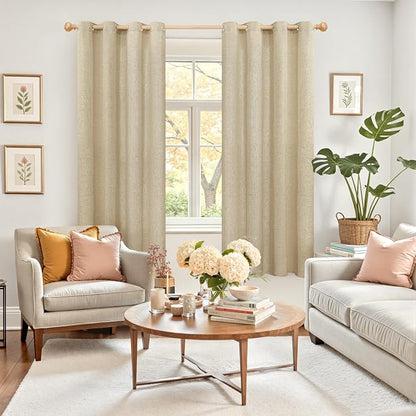 YoungsTex Grommet Linen Curtains 63 Inch Length 2 Panels - Image 2