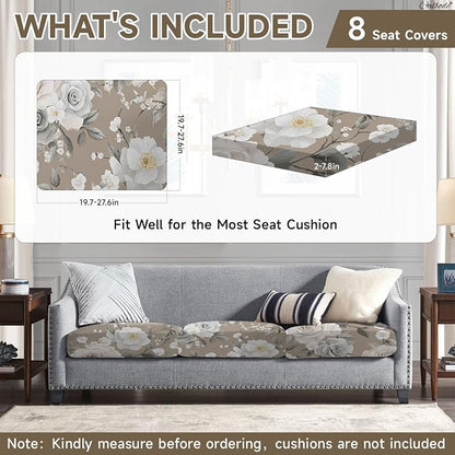 CALBODE 8Pcs Stretch Patio Cushion Cover, Vintage Floral Printed Couch & Sofa - Image 2