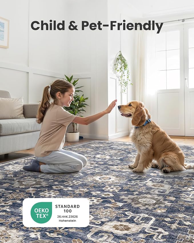 AMADA HOMEFURNISHING 2'6"x8' Washable Area Rug, Low-Profile Entryway Rug - Image 4