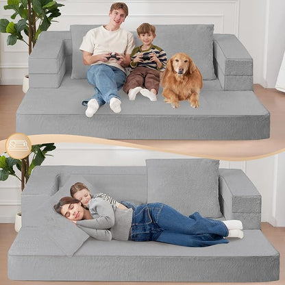 Futon Sofa Bed with Pillow, 3-in-1 Sleeper Sofa Bed with Removable Cover - Image 5