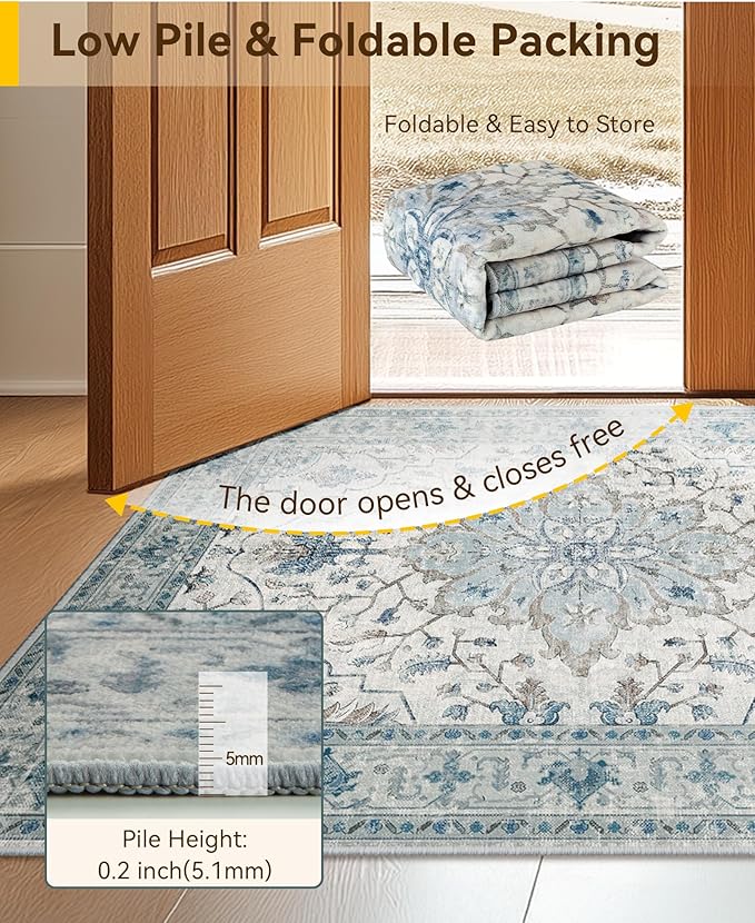 RELEANY Washable Area Rug, Square 7'x7', Water Repellent, Pet Friendly - Image 5
