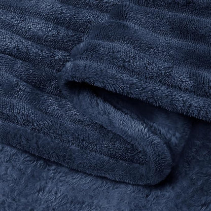 BEDELITE 3D Ribbed Jacquard Navy Fleece Twin Blanket - Image 6