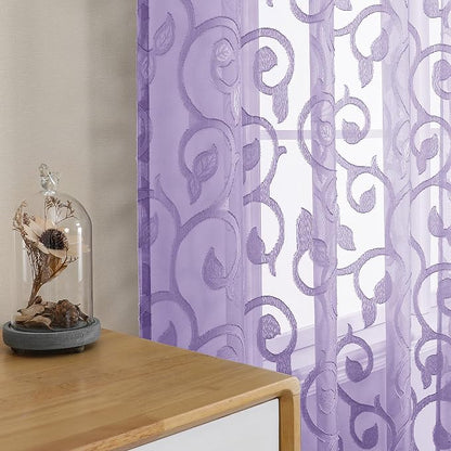 Furman Light Purple Sheer Curtains 54 Inch Length 2 Panels Set - Image 2