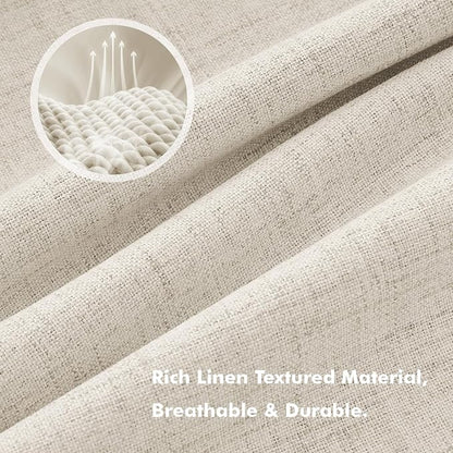 MIULEE 100% Blackout Linen Curtains 42 x 90 Inch Linen Beige 2 Panels | Thermal - Image 3
