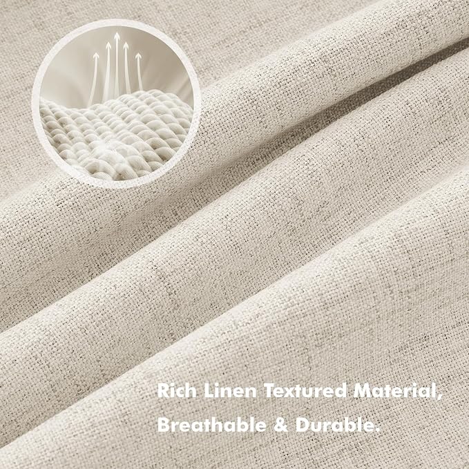 MIULEE 100% Blackout Linen Curtains 42 x 84 Inch Linen Beige 2 Panels | Thermal - Image 3
