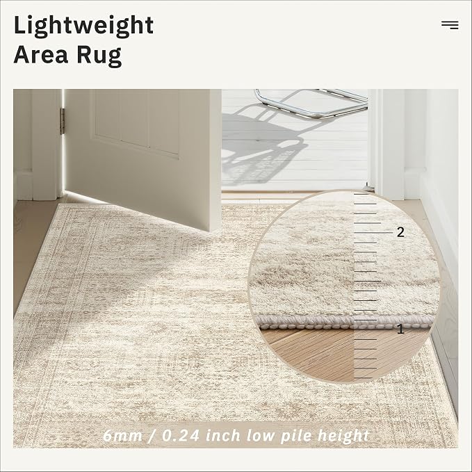 Soalmost Hallway Runner Rug 2'6" x 12' Washable Long Kitchen Rugs Beige | - Image 7
