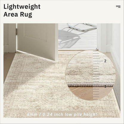 Soalmost Hallway Runner Rug 2'6" x 12' Washable Long Kitchen Rugs Beige | - Image 7