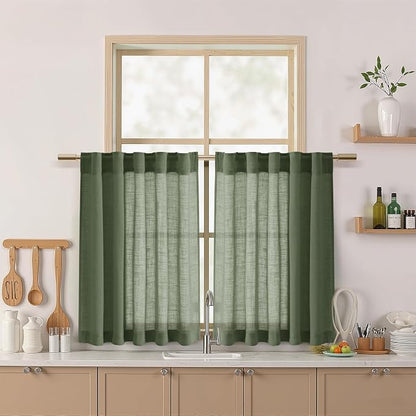 Short Linen Curtains 36 Inch Length by Nanspring