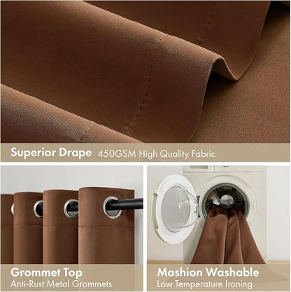 MIULEE 100% Blackout Curtains for Bedroom 40x45 Inch Length Mocha Brown | 2 - Image 7