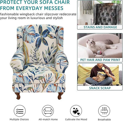 KRFOONN Stretch Wing Chair Slipcovers Printed 2 Piece Wingback Chair Covers - Image 5