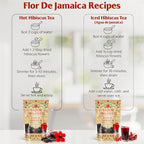 4oz Dried Hibiscus Flowers perfect for Tea and Mexican Agua de Jamaica | Flor de Jamaica Organica Natural | Flor de Jamaica Non-GMO, No Preservatives Resealable Stand-up pouches | by Sabor Orgánico