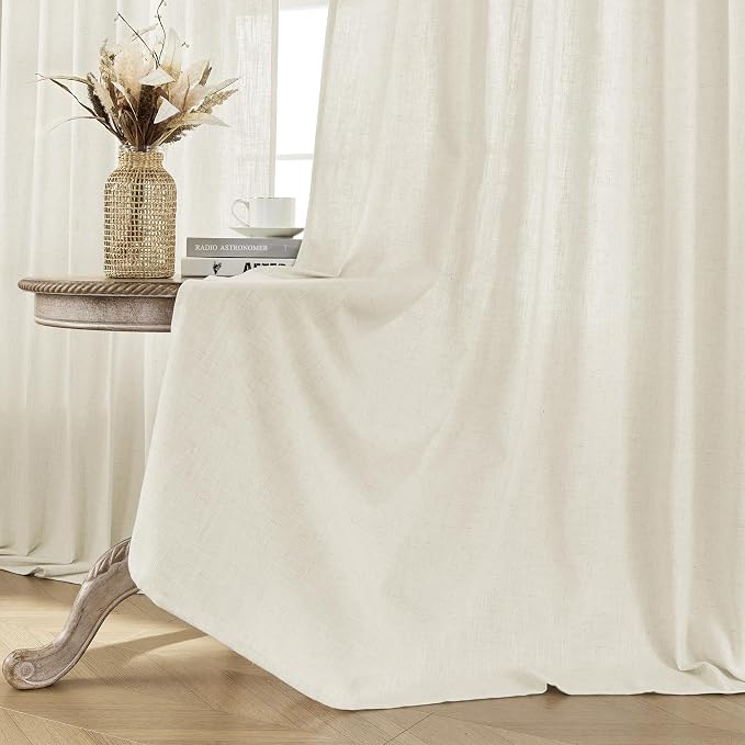 Joydeco Linen Curtains 2 Panel Set, Ivory on Linen Curtains 108 Inch Light - Image 4