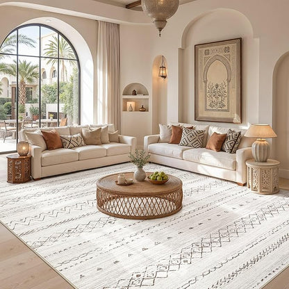 cotiled Boho 12x15 Area Rug for Living Room: Large Moroccan Washable Rug | - Image 4