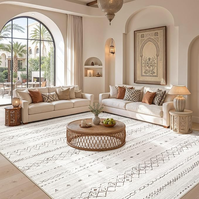 cotiled Boho 5x8 Area Rugs for Living Room: Soft Moroccan Washable Rug | Solve - Image 5