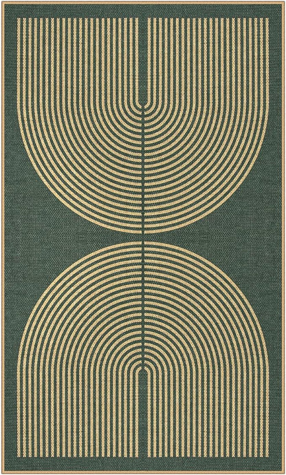 Lahome Modern Rainbow Green Entryway Rug, 3x5 Washable Outdoor Porch Rug | Non - Image 8