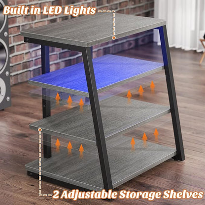 Besiost AV Media Stand with Outlets, Media Console with LED Lights, Stereo - Image 6